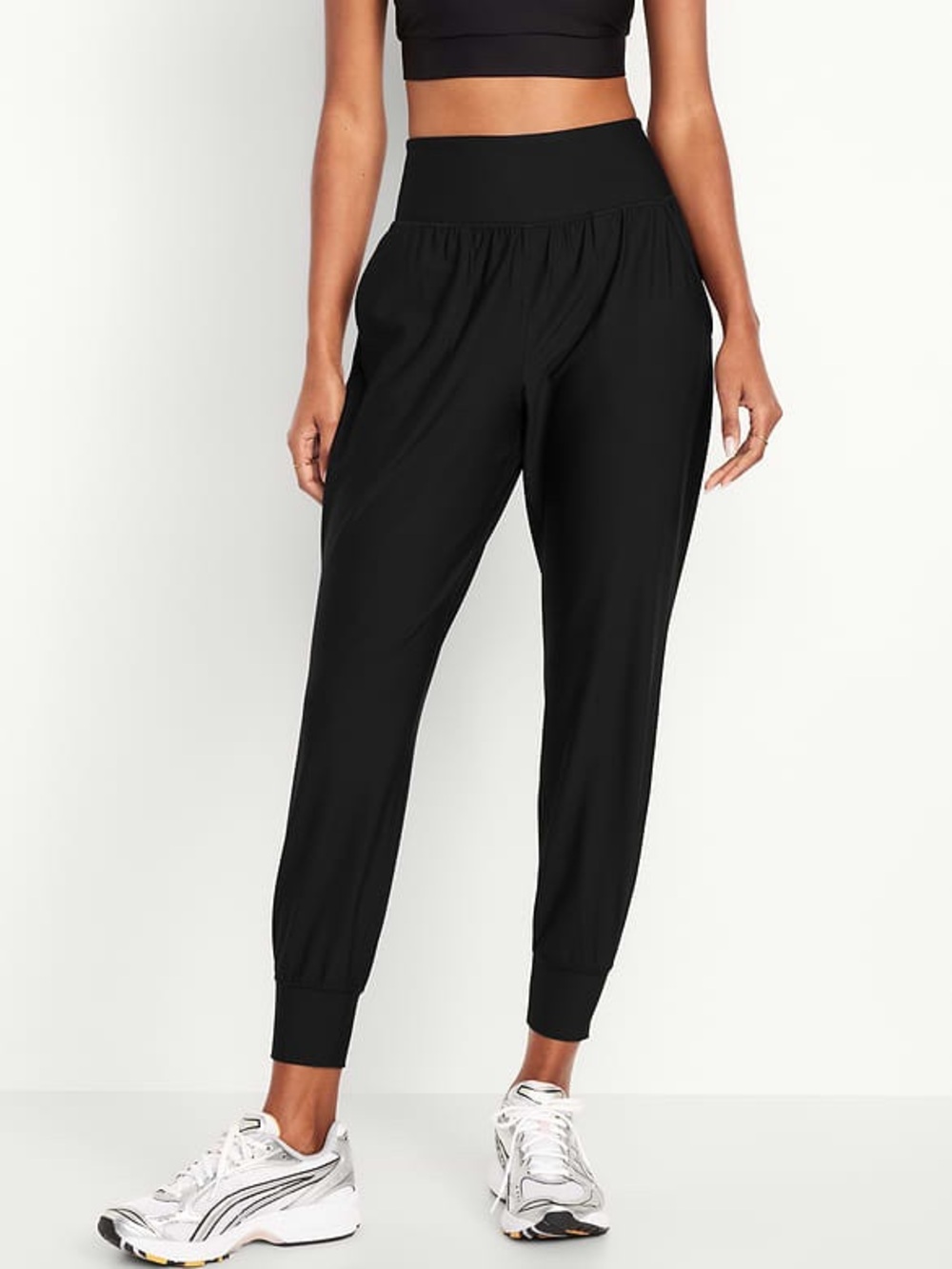 NWT Old Navy Black High-Waisted PowerSoft Pocket Joggers Ankle Go Dry Size S
